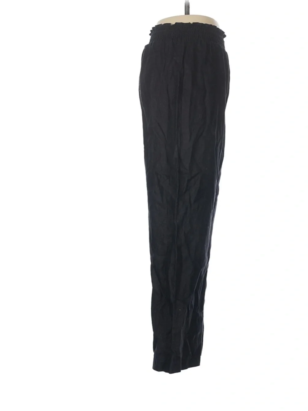Reformation Vera Linen Pants Black Smocked Waist Wide Leg Pants Size medium